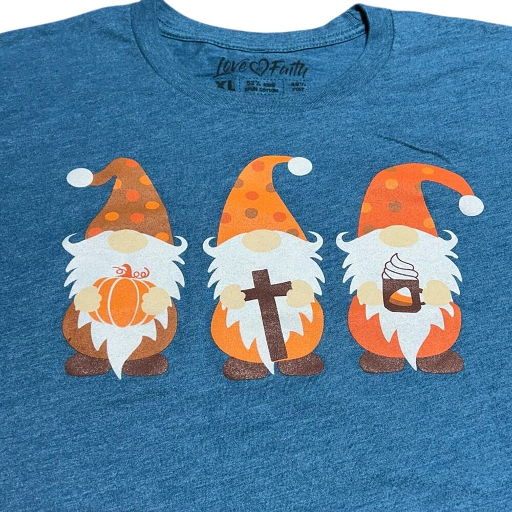 Love Faith Fall Gnomes t-shirt women's size xl